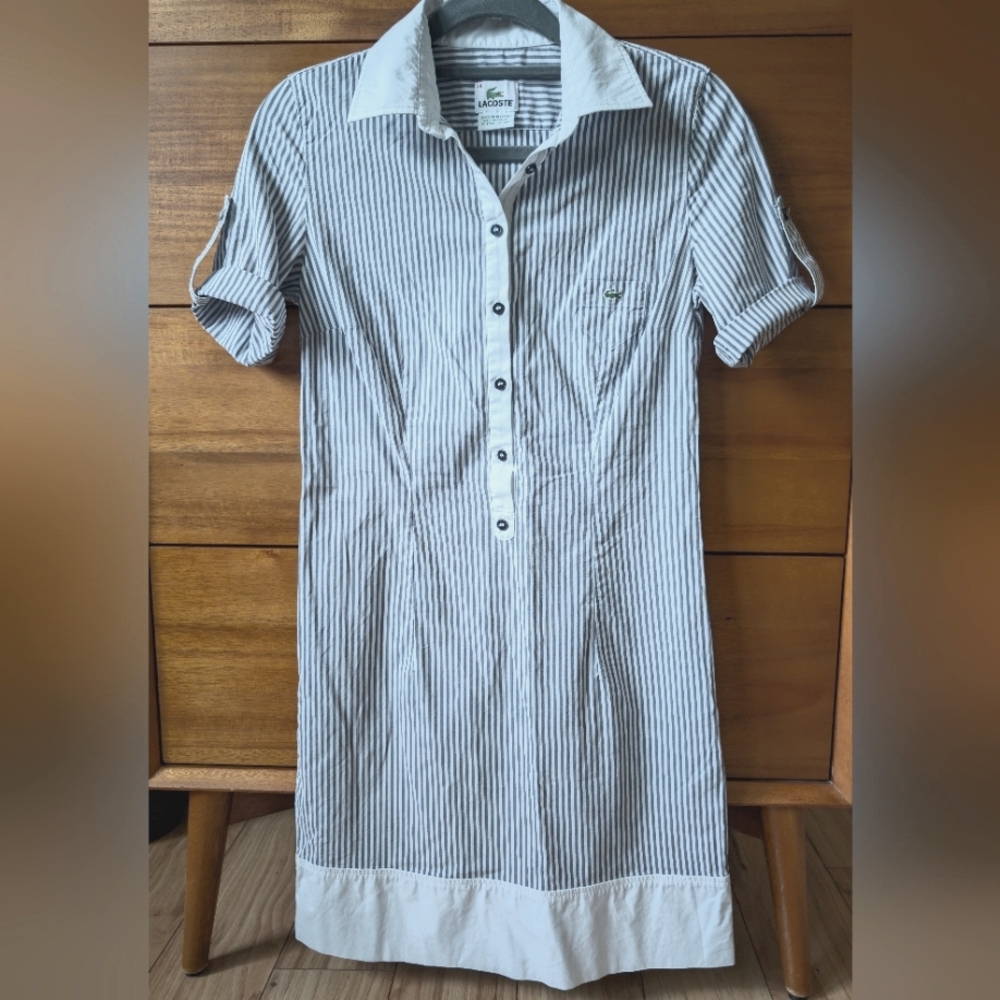 Lacoste Nautica Blue and White Striped Shirt Dress